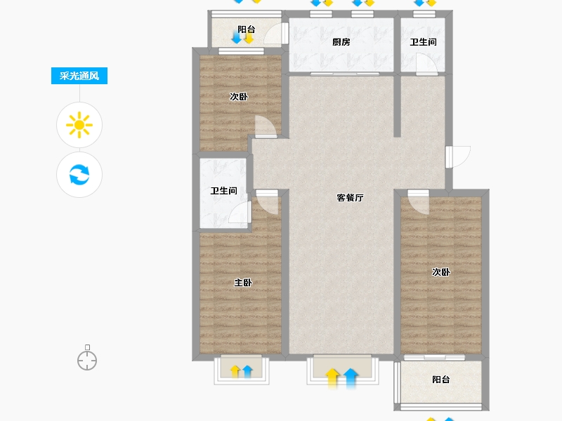 山东省-潍坊市-临朐县滨河社区-112.00-户型库-采光通风