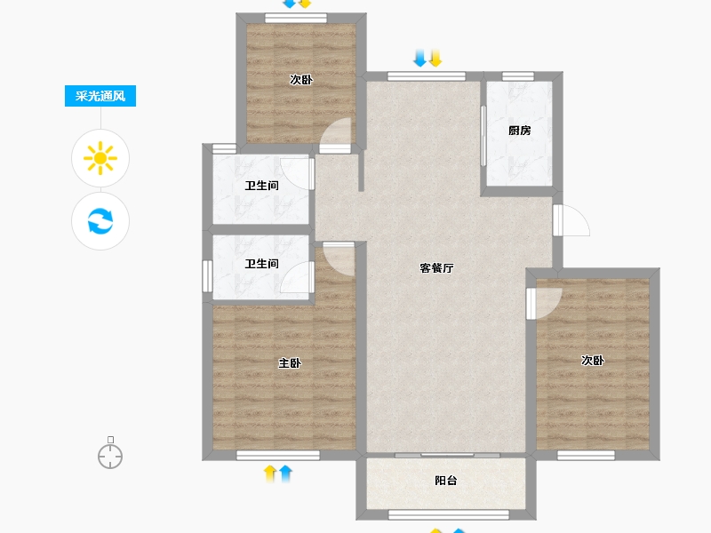 山东省-青岛市-上合嘉苑-96.00-户型库-采光通风