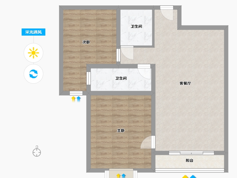 山东省-枣庄市-嘉豪国际-76.80-户型库-采光通风