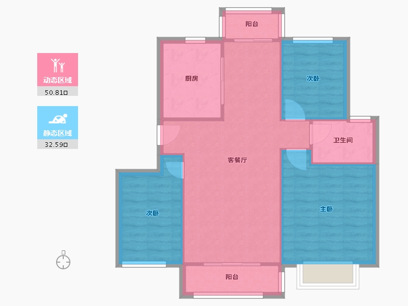 上海-上海市-大华锦绣华城一街区艾南花苑-81.94-户型库-动静分区