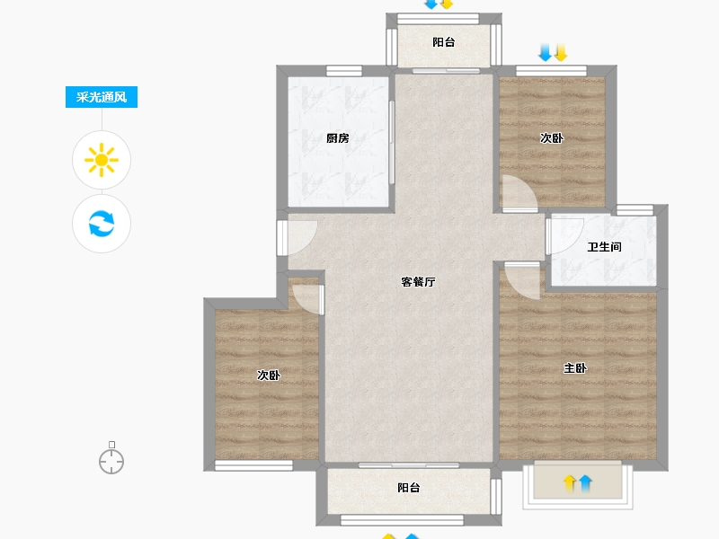 上海-上海市-大华锦绣华城一街区艾南花苑-81.94-户型库-采光通风