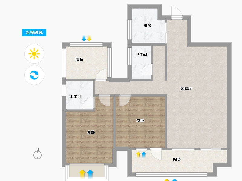 广西壮族自治区-南宁市-中鼎公园府-71.20-户型库-采光通风