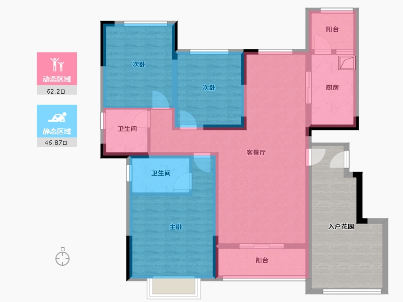 湖北省-宜昌市-玫瑰城住宅小区-105.60-户型库-动静分区