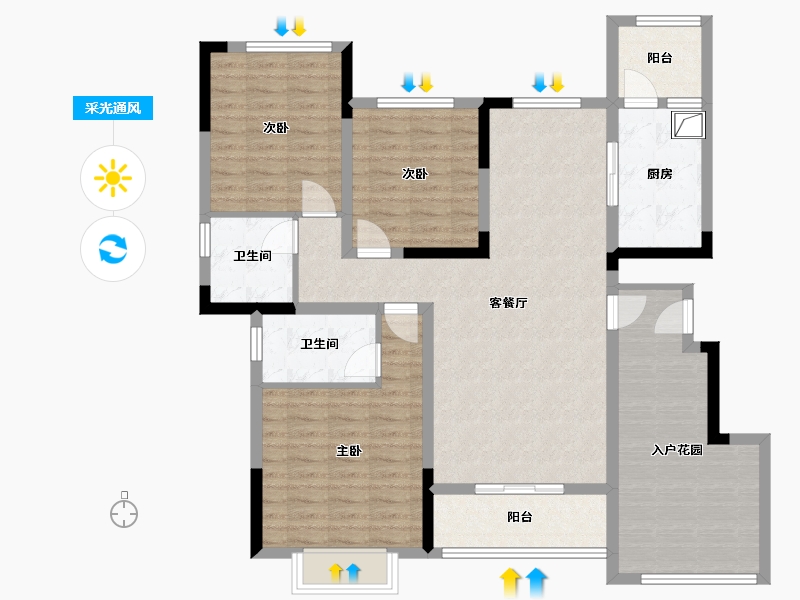 湖北省-宜昌市-玫瑰城住宅小区-105.60-户型库-采光通风