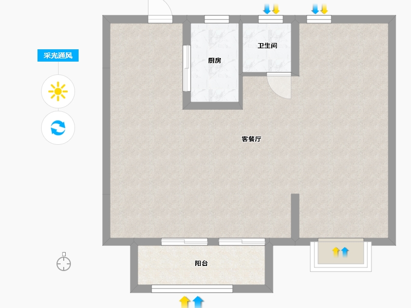 浙江省-嘉兴市-弘阳昕悦棠-72.00-户型库-采光通风