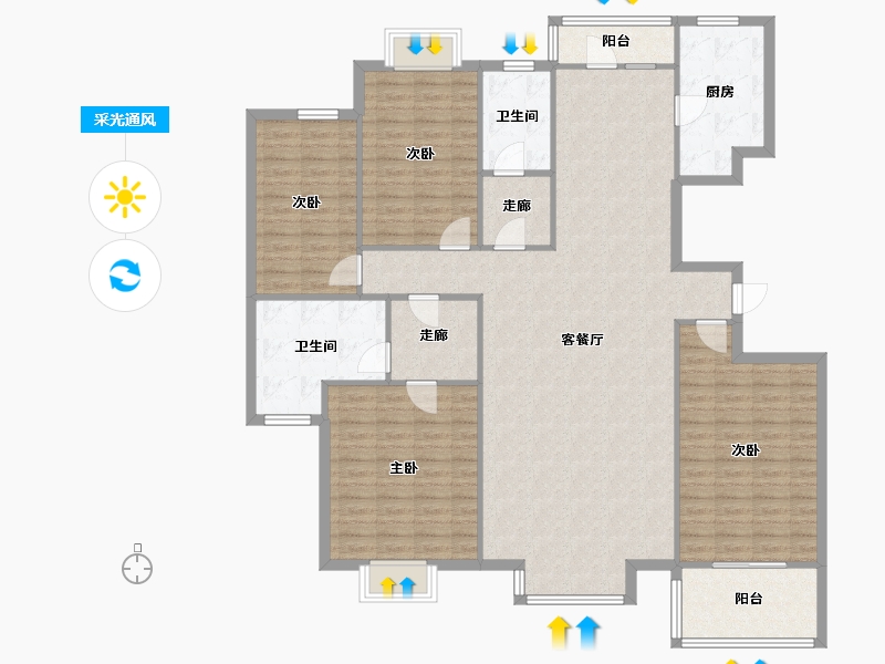 山东省-潍坊市-环翠花园-151.20-户型库-采光通风