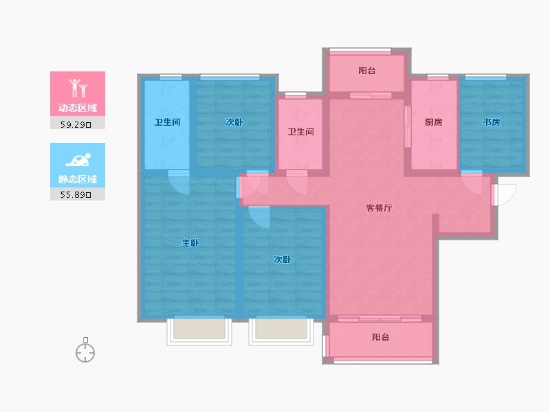 陕西省-西安市-融创西安宸院-106.00-户型库-动静分区