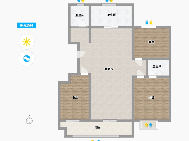 山东省-临沂市-俊城小区-124.24-户型库-采光通风