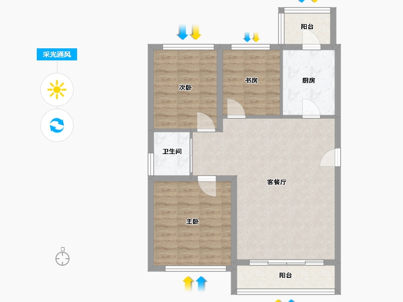 黑龙江省-大庆市-北湖院子-89.00-户型库-采光通风