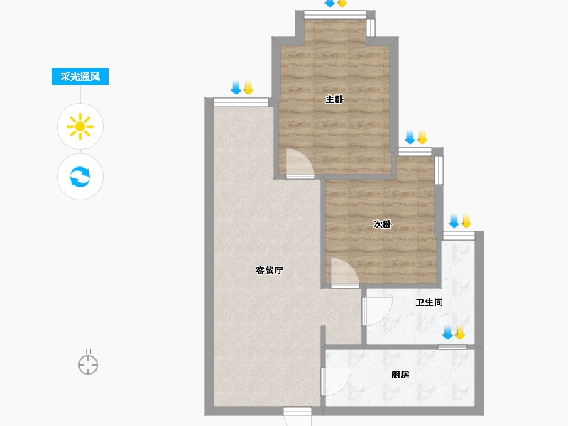 贵州省-贵阳市-花果园-C区-63.59-户型库-采光通风