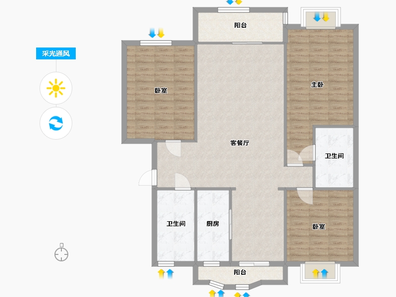 上海-上海市-新大洲华新家苑-119.70-户型库-采光通风