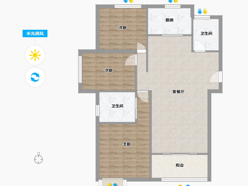 安徽省-宿州市-万璟观邸-101.16-户型库-采光通风