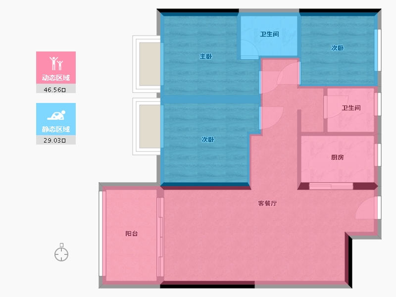 河南省-郑州市-兴港蒲公英东苑-78.00-户型库-动静分区