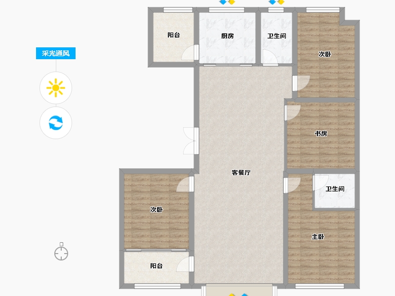 山东省-潍坊市-王侯嘉苑-西区-129.60-户型库-采光通风