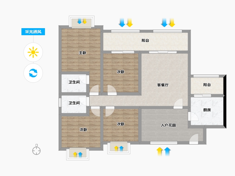 四川省-泸州市-阳光国际城-107.00-户型库-采光通风