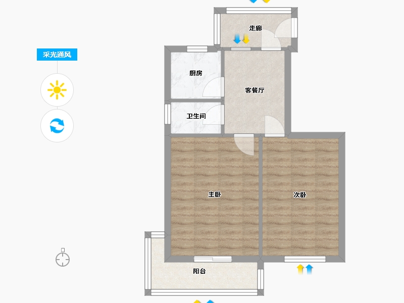 江苏省-苏州市-彩香二村-48.20-户型库-采光通风