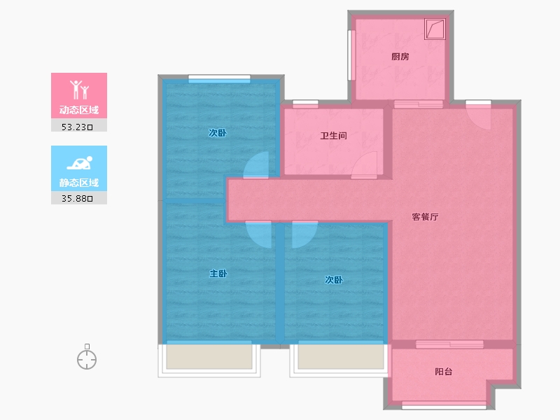 山东省-泰安市-金科·集美嘉悦-79.20-户型库-动静分区