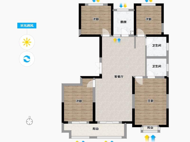 山东省-菏泽市-铁投荣华府-112.76-户型库-采光通风