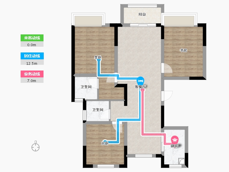 河南省-濮阳市-东方名城二期-89.60-户型库-动静线