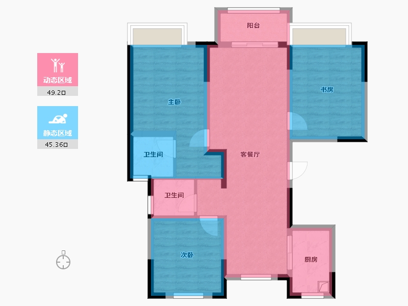 河南省-濮阳市-东方名城二期-89.60-户型库-动静分区