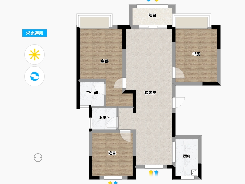 河南省-濮阳市-东方名城二期-89.60-户型库-采光通风