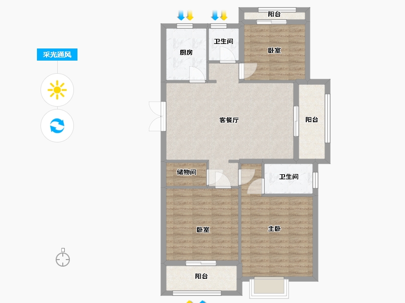 浙江省-台州市-城市之星-92.80-户型库-采光通风