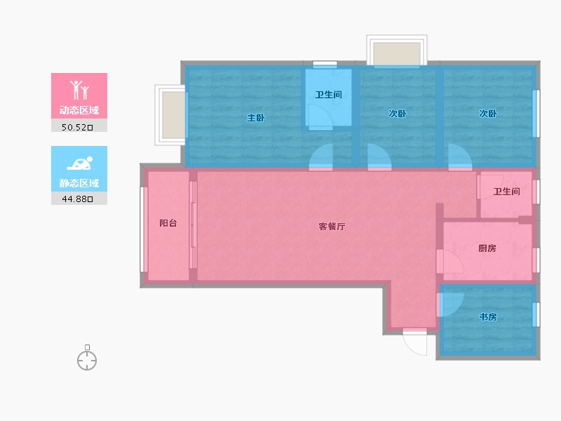 山西省-临汾市-恒富睿城舒心园-100.80-户型库-动静分区