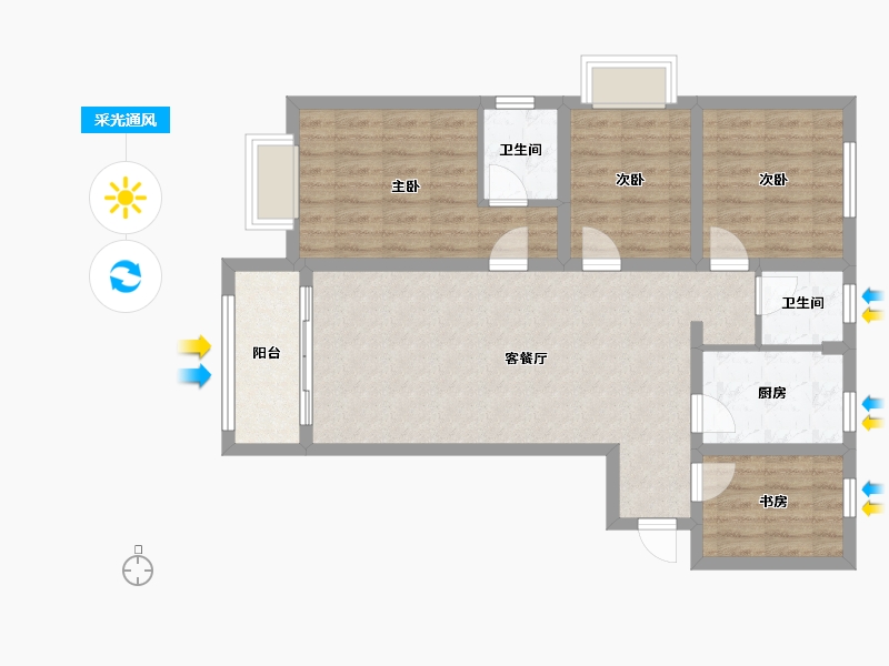 山西省-临汾市-恒富睿城舒心园-100.80-户型库-采光通风