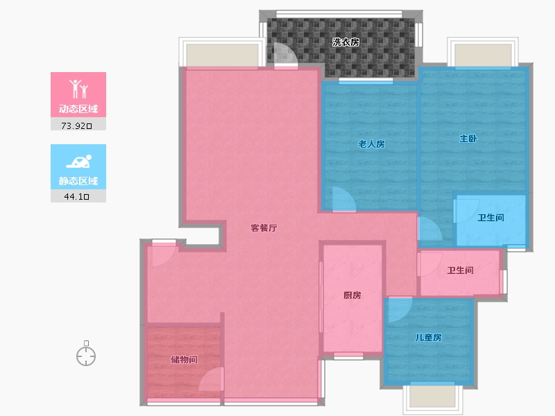 广西壮族自治区-南宁市-恒大苹果园-130.00-户型库-动静分区