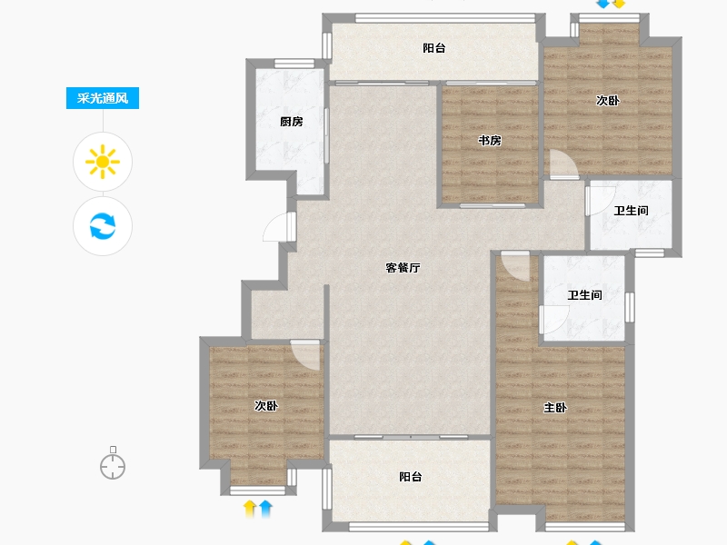 湖南省-长沙市-大唐印象-125.00-户型库-采光通风