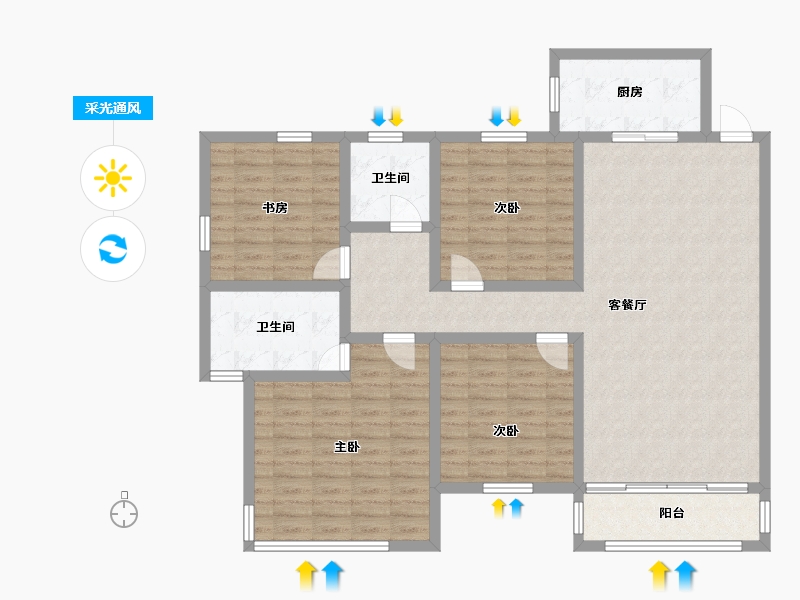 广西壮族自治区-南宁市-富鸣阳光城-121.00-户型库-采光通风