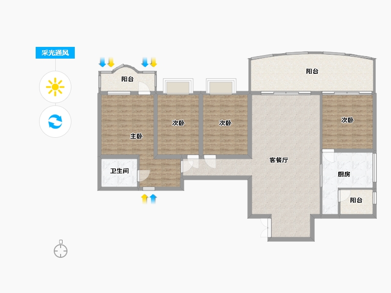 广西壮族自治区-南宁市-凤和花园-160.00-户型库-采光通风