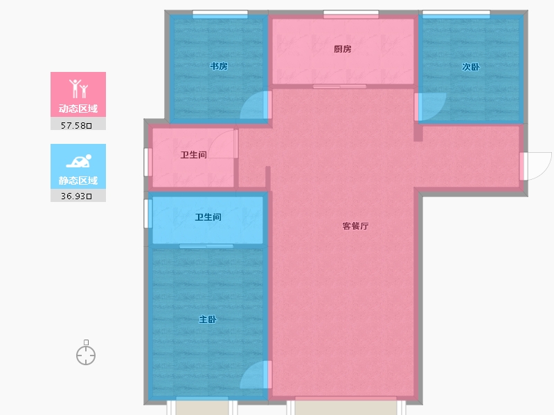 新疆维吾尔自治区-乌鲁木齐市-万科锦荟里-97.00-户型库-动静分区