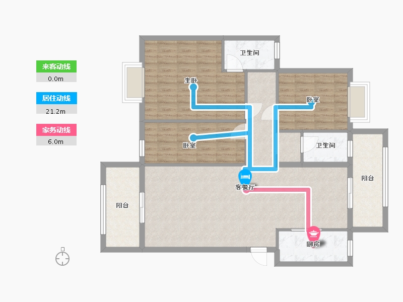 湖南省-怀化市-金时花园-二期-104.00-户型库-动静线