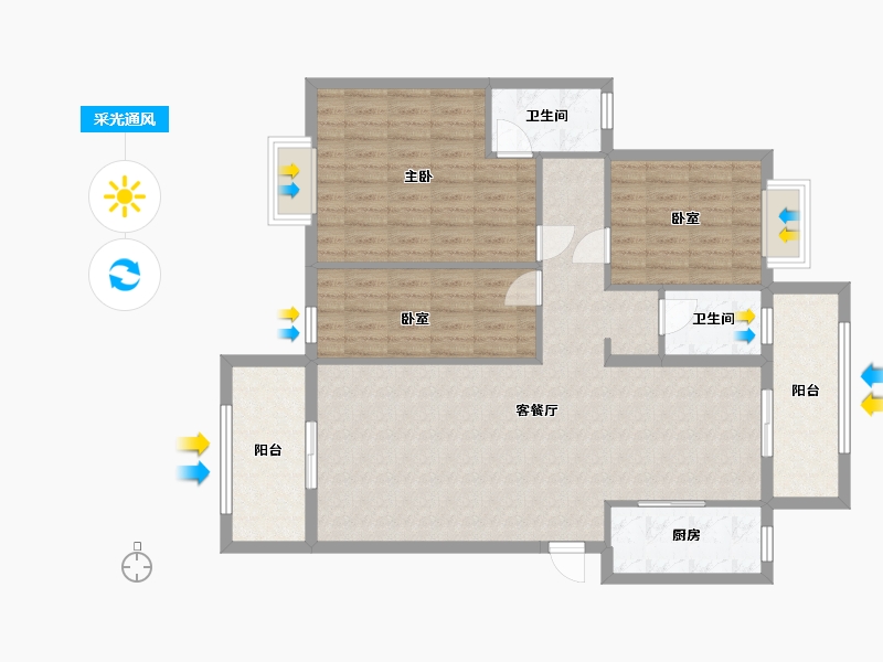 湖南省-怀化市-金时花园-二期-104.00-户型库-采光通风