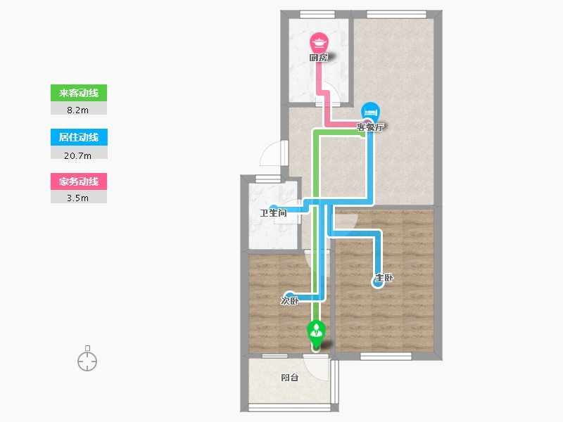 浙江省-杭州市-清泰小区-54.47-户型库-动静线