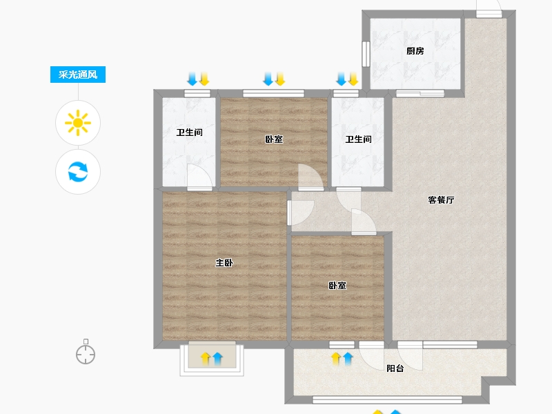 山东省-烟台市-凤凰铭著-96.00-户型库-采光通风