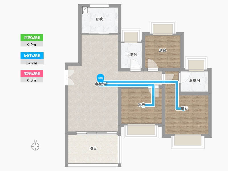 湖南省-永州市-岳麓青城-85.60-户型库-动静线