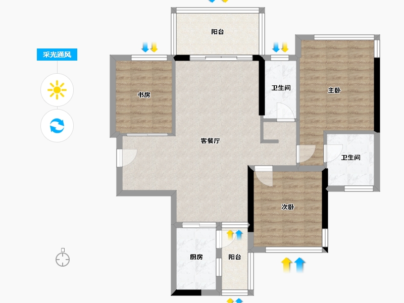 广西壮族自治区-贵港市-华盈壹品江山-97.36-户型库-采光通风