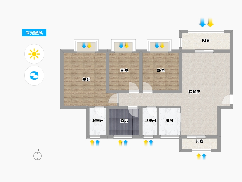 广东省-佛山市-江滨香格里-87.27-户型库-采光通风