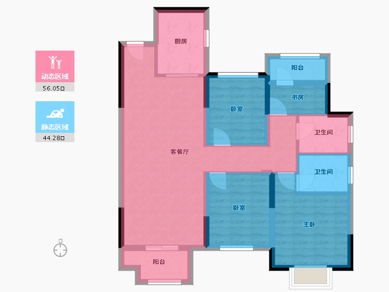 湖南省-娄底市-中梁湾田御江府-98.89-户型库-动静分区