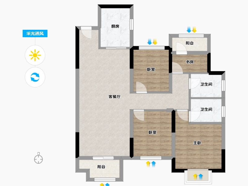 湖南省-娄底市-中梁湾田御江府-98.89-户型库-采光通风