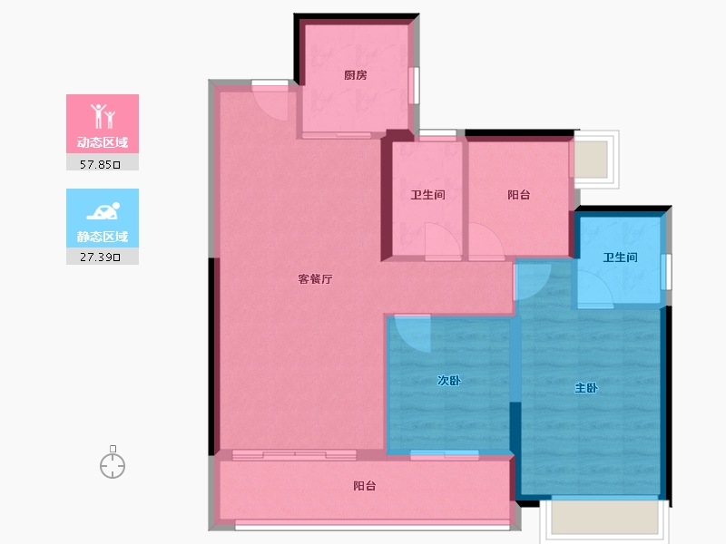 湖南省-长沙市-长沙北中心保利时代-78.40-户型库-动静分区