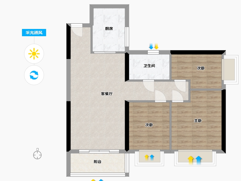 广西壮族自治区-柳州市-恒大御府-73.60-户型库-采光通风