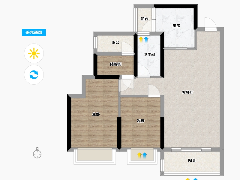 广东省-汕头市-雍颐湾-78.00-户型库-采光通风