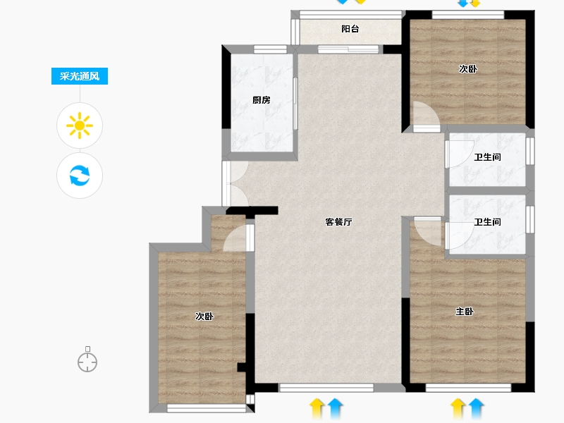 内蒙古自治区-赤峰市-嘉禾新城-99.97-户型库-采光通风