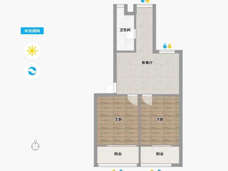 湖南省-长沙市-长钢社区-57.56-户型库-采光通风