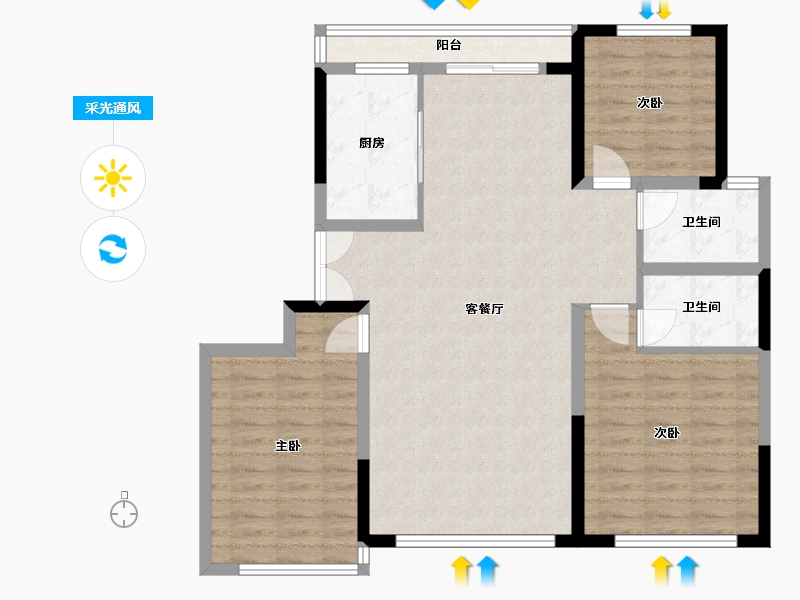 内蒙古自治区-赤峰市-嘉禾新城-102.63-户型库-采光通风