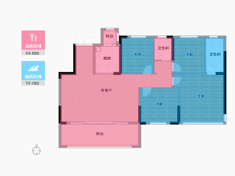 四川省-宜宾市-鲁能公馆-111.20-户型库-动静分区