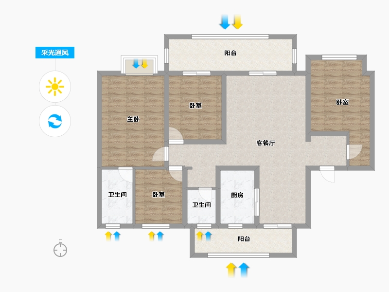 陕西省-汉中市-国宾一号-120.00-户型库-采光通风